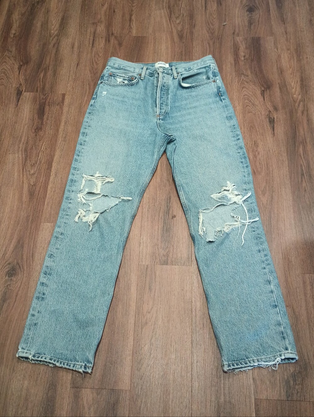 Agolde Light Blue Distressed Relaxed Women's Jeans Button Fly Size 27 Gorpcore